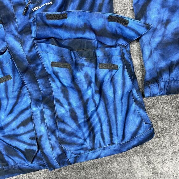 Volcom Fifty Fifty Men’s Small Blue Black Tie Dye Snowboarding Jacket Waterproof - Picture 4 of 12